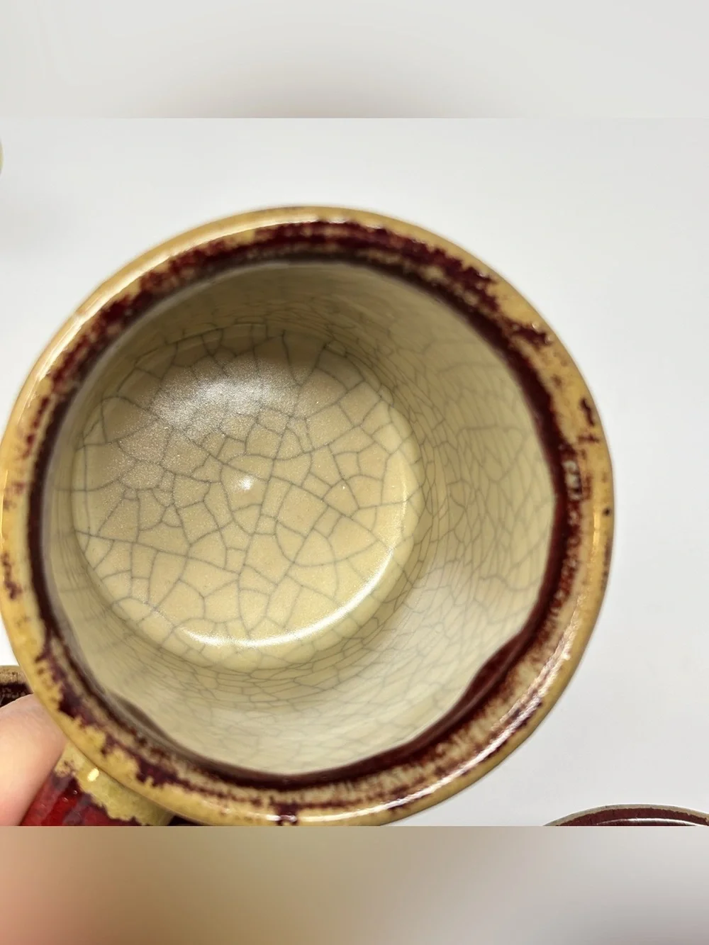 Vintage PIER 1 Crackle Series Drip Glaze Stoneware Mugs Set of 4 Discontinued
